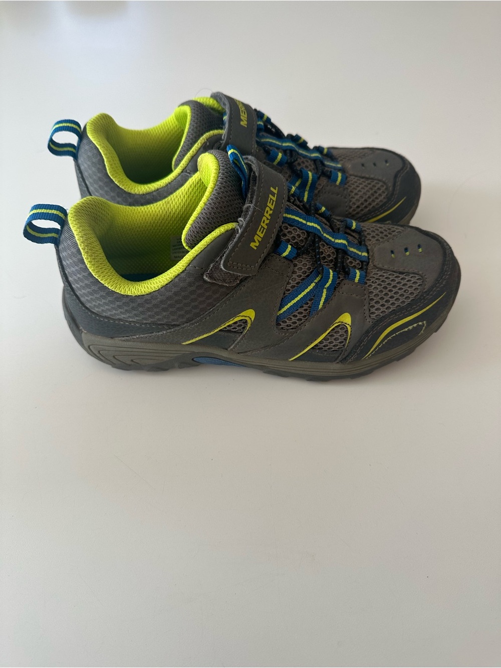 Merrell Kids Gray and Lime Athletic Sneakers